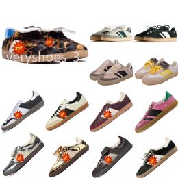 2024 Designer Luipaard Print Wales Bonner Men Dames Casual schoenen Handbal Sneakers Schoenen SPZL Vintage Trainer Non-Slip Outsole Fashionable Classic Black White