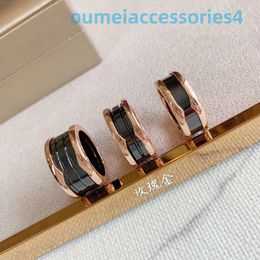 2024 Designer Luxe Merk Sieraden Bandringen Zwart Wit Keramiek 925 Verzilverd 18k Rose Goud Breed Smal voor Koppels Mannen en Dames Bijpassende Ring Mode