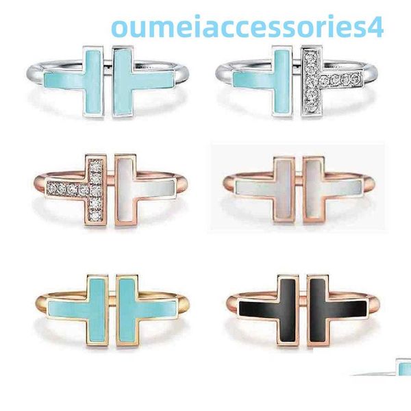 2024 Diseñador de marca de lujo Joyería Anillos Anillos Anillo La nueva apertura de doble forma 925 Sterling Sier Moda Mujer