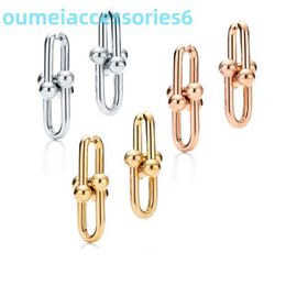 Boucles d'oreilles en forme de U, bijoux de marque de luxe de styliste, argent S925, Rose doré, cadeaux de Festival pour amoureux, 2024