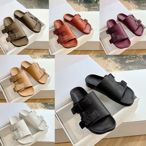 2024 Designer Luxe vintage ronde-teen sandalen dameshoens echt lederen zwart/wit/bruin/rood gesneden ontwerp sandaal dames buckle hakken holle platte schoenen maten 35-44