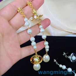 2024 Designer Luxury Xitai Queenjewellery Pearl French Balaying Long Planet Planet Drops Waterles Silver Aiillet Boucles d'oreilles