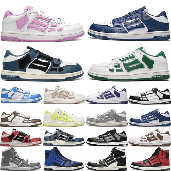 2024 Diseñador Hombres Zapatos atléticos Skelet Bones Runner Mujeres Hombres Zapatos deportivos Zapatillas Skel Top Low Zapatos casuales Cuero genuino Lace Up Trainer Zapatos de baloncesto H41