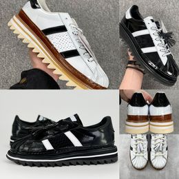 2024 Designer stolsel Superstar heren en dames casual schoenen laag gesneden hoge kwaliteit sportschoenen wit zwart lak lak schoenen luxe stof rand dikke sole schoenen