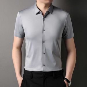 2024 Designer Men's Casual Shirts Ice Stretch Stretch White White Short Man Dirt for Men Summer Business Color Color Mens Workwear Workwear Slim-Fit Breathable M-3XL 93E A01