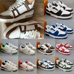 2024 Designer Men Sneaker Virgil Trainers Chaussures décontractées Couiner Low Calfskin Abloh Blanc Green Blue Blue Plate-plateaux Platforme Outdoor Femmes Sneakers Taille 36-45