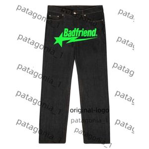 2024 Designer Mens Jeans Y2K Jeans Badfriend Hip Hop Lettre imprimé Black Pantal