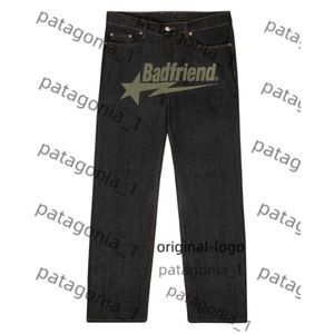 2024 Designer Mens Jeans Y2K Jeans Badfriend Hip Hop Lettre imprimé Black Pantal