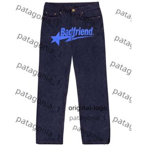 2024 Designer Mens Jeans Y2K Jeans Badfriend Hip Hop Lettre imprimé Pantalon noir Men Fashion Fashion Casual Rock Wide Foot Foot Baggy Streetwear DB55