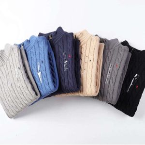 2024 Designer Mens Polo Sweater Hiver Shirts enleceau épais Half Halping High Necul Tullover Slim Tricoting Knitting Casual Choters Small Horse Advanced Design 6106ess