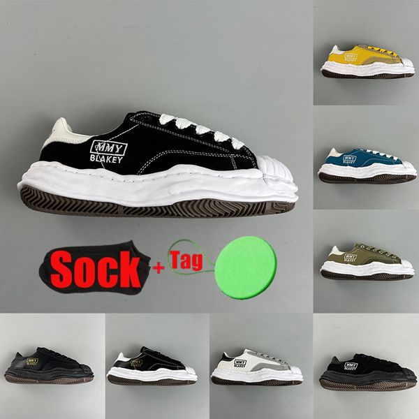 2024 Diseñador MMY Zapatos casuales Plataforma de lona de cuero Zapatillas de deporte de suela gruesa Negro Blanco Oreo Amarillo oliva para hombre para mujer de lujo Caminando Entrenadores