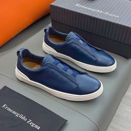 2024 Designer nouveau Zegna Version maximale originale 1: 1 Ermenegildo Pantoufles en cuir véritable pour hommes Chaussures de sport décontractées Chaussures Lefu légères Livraison rapide