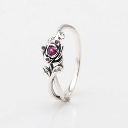 2024 Designer Pandoraring Dora's Band Ringen liefde S925 Zilver Di Sini Schoonheid en Beest Rose Mode Bloemblaadje Bloem Ring