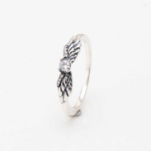 2024 Designer Pandoraring Dora's Band Rings S925 Argent Produit Sparkling Fashion Light Luxury Angel Wings Ring