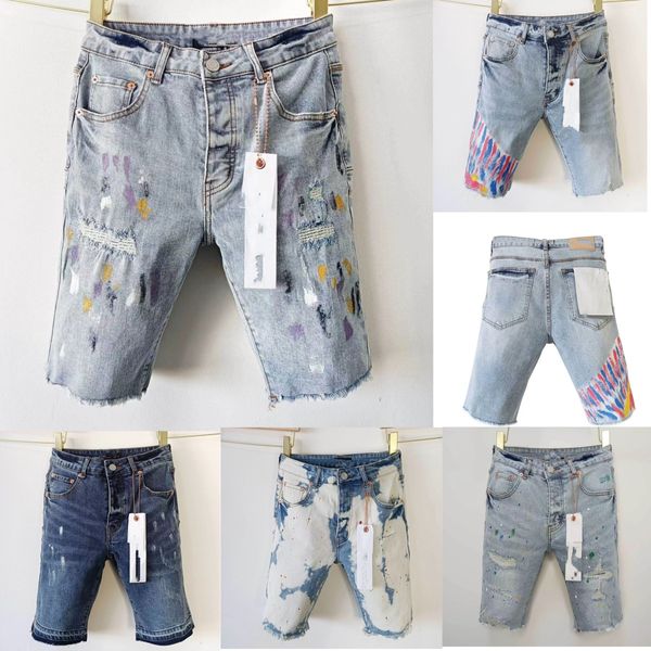 2024 Designer Purple Jeans Denim Pantalons Hommes Purple Jeans Shorts Casual Pantalons Courts Pantalons Skinny Runway Short Jeans Pour Hommes Américain Plus Taille