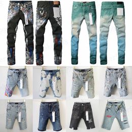 2024 Diseñador Jeans Purple Shorts Men Women Jeans Shorts Beach Beach Holiday Gift Jeans Mans Streetweat Clothing Pantspant Mensor Mens Short Big Tamaño 29-40