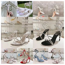 2024 Designer René Caovilla High Heel Sandales Butterfly Flower Decorative 9.5 cm Femmes Chaussures Habill