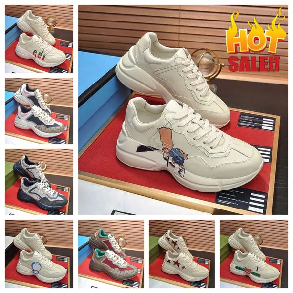 2024 Designer Chaussures Rhyton Multicolor Gicci Sneakers Men Femme Trainers Vintage Chaussures Platform Sneaker Strawberry Mouse Bouth Shoe