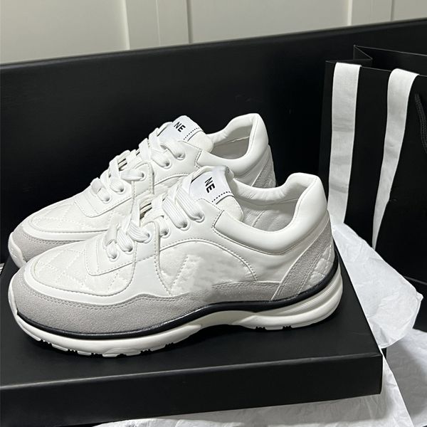 2024 Diseñador Zapatos para correr Chanelshoes Marca Canal Zapatillas de deporte para mujer de lujo con cordones Zapatos casuales Entrenador clásico SDFSF Tela Efecto gamuza Ciudad GSFS Tamaño 35