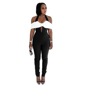 2024 Designer Sexy Backless Jumpsuits Zomer Vrouwen Bodycon Halter Rompertjes Mouwloze Slash Hals Leggings Een Stuk Overalls Groothandel Kleding 10676