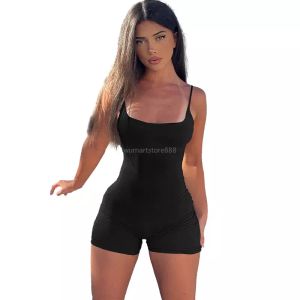 2024 Designer Sexy Summer Rompers Femmes Spaghetti Straps Combinaisons Solide Moulante Combishorts One Piece Bodys Night Club Wear Vêtements en gros