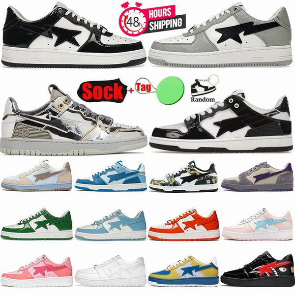 2024 Chaussures de créateurs pour hommes femmes Sta Sk8 Noir Blanc Cuir Verni Daim Gris Vert Argent Requin Rose Baskets Plate-forme Work Out Walk Casual Star Baskets