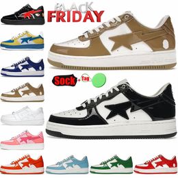 2024 Chaussures de créateur pour hommes femmes baskets d'extérieur en cuir verni noir blanc requin Sax bleu orange bapstar bapstars abape baqesta appartements jogging marche sneaker