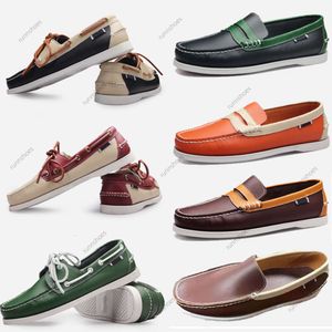 2024 chaussures de créateurs baskets de voile de grande taille chaussures pour hommes décontractées chaussures en cuir véritable chaussures de conduite britanniques chaussures simples pour hommes formateurs de chaussures Eur 38-45