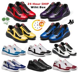 2024 Chaussures de créateurs Hommes Femmes Chaussures de luxe Printemps Automne Nouvelles chaussures pour hommes Americas Cup Baskets En Cuir Entraîneur Brevet Plat Noir Bleu Maille Nylon Tendance Chaussures Casual