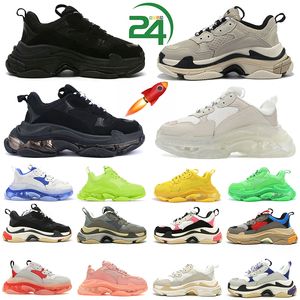 2024 zapatos de diseñador zapatillas de deporte triple s hombres mujeres casual zapatos de pista plate-forme b22 suela transparente negro blanco gris rojo rosa azul real neón verde barato para hombre entrenadores tenis