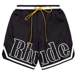 2024 Designer Shorts Rhude Mens Capsule Summer Strandbroek Mesh Materiaal Ademend zweet los