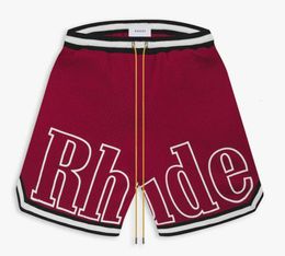 2024 Designer Shorts Rhude Mens Capsule Summer Strandbroek Mesh Materiaal Ademend zweet losse fitness Basketbal Kort 8859es