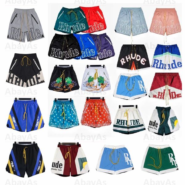 2024 Shorts de créateurs Rhude Shorts Summer Fashion Pantalons de plage Hommes Femme Haute Qualité Street Wear Rouge Bleu Noir Pantalon Violet Mens Court US Taille: S-XL