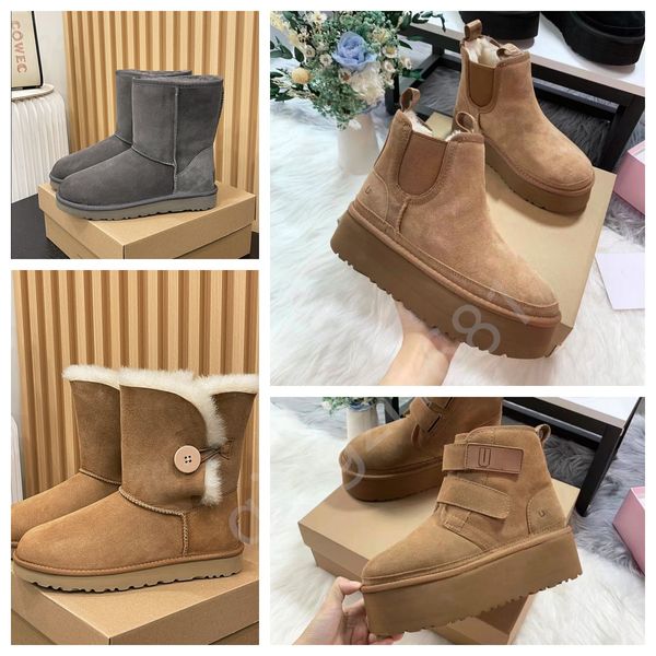 Botas de nieve de diseñador de lana de invierno al aire libre Botas cálidas para mujeres de lana de lana gruesa de lana de lujo botas de nieve para mujeres de gran tamaño 36-41 con caja