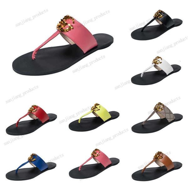 2024 Diseñador Diapositivas Chevron Thong Sandalia Flip Flop Moda Slipper Letras Dobles Patrón Rayas Goma Hebilla inferior Verde Rojo Verano Playa Zapatos casuales