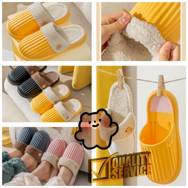 2024 Designer Slides Femmes Sandales Piscine Talons Pantoufles Casual pour Printemps Automne Plat Confort Mules Rembourré Sangle Avant Chaussure GAI Jaune Coton vadrouille