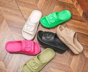 2024 Designer Slipper épais bas plate-forme doux confortable en caoutchouc sandales femmes chaussures noir blanc rose vert luxe mode tongs plates taille 35-42