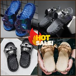 2024 Designer Slippers Gepersonaliseerde Schedel Mannen Zomer Outdoor Fun Eva Slides Dikke Bodem Van Strand Antislip Leisure Sandalen Size40-47