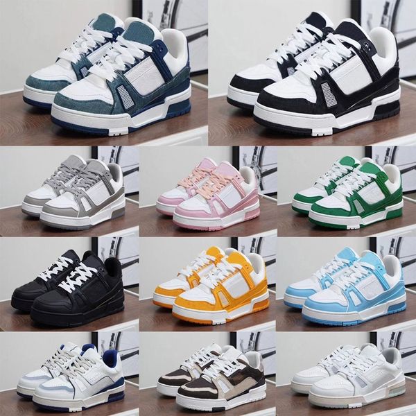 2024 Designer Sneaker Virgil Trainer Chaussures Casual Cuir de veau Abloh Blanc Vert Rouge Bleu Lettre Superpositions Plate-forme Baskets Basses Grande Taille 11