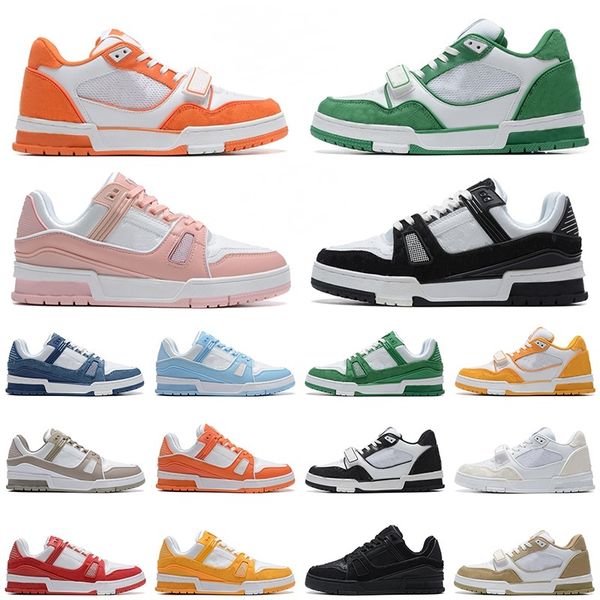 2024 Designer Sneaker Virgil Trainer Chaussures Casual Cuir de veau Abloh Blanc Vert Rouge Bleu Lettre Superpositions Plate-forme Mode Luxe Baskets Basses Taille 11