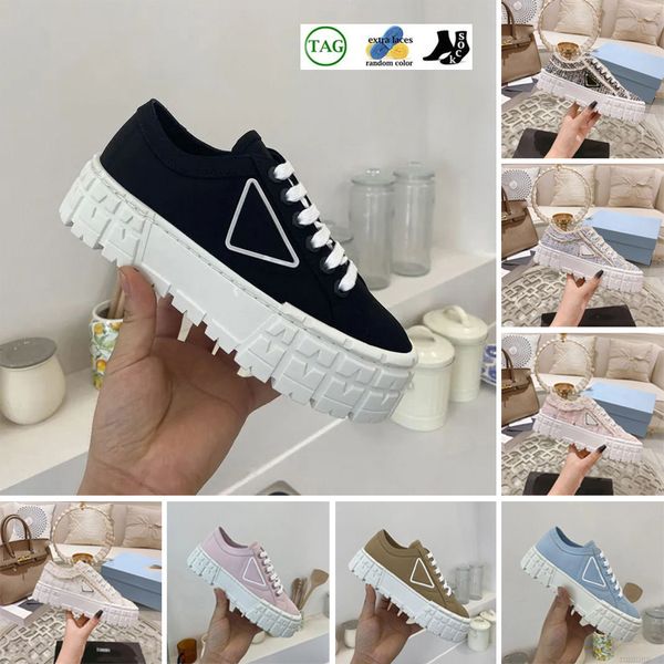 2024 Sneakers de créateurs Gabardine Nylon Casual Chaussures Brand Wheel Trainers Luxury Canvas Sneaker Fashion Platform Solid Haulten Shoe 35-41