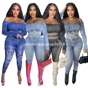 2024 Designer Spring Tracksuits Women Offits Toffits Two Piece Set à manches longues Off Bulover Top et Pantal