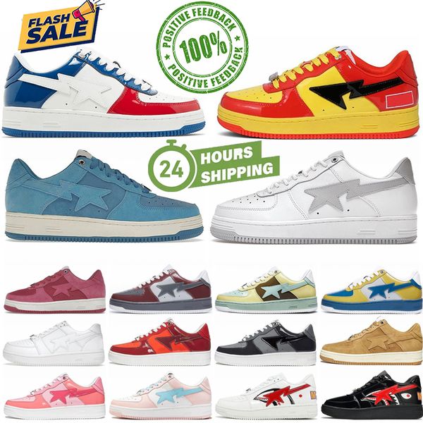 2024 Designer Sta Casual Chaussures Low Top hommes et femmes Noir Blanc Skateboarding Sports Bapely Baskets Chaussures de plein air Tailles en cuir imperméables 36-45