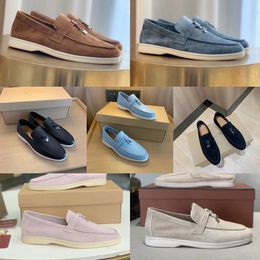 2024 Designer Summer Charms Walk Shoes Loafers Femmes Chaussures décontractées Men Suede Calf Skin Muller Chaussures Classic Walking Flats Loro Pianos Femmes Men Loro Pianaaliy