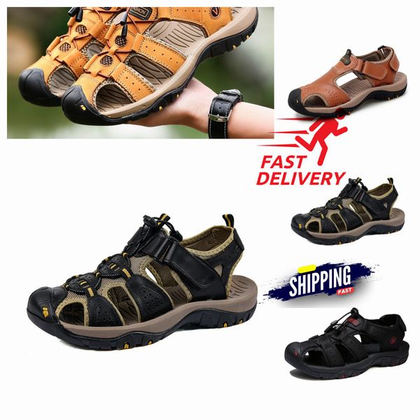 2024 Diseñador Verano Alta Calidad Venta Caliente Sandalias Hombres Cuero Suela Suave Zapatos de Mujer Al Aire Libre Ocio Playa Zapatos Cómodos Zapatillas Antideslizantes