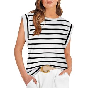 2024 Designer Summer T-shirt pour femmes T-shirts Shirt Tees Loose Solide Stripe Round Cou Nouveau Corps à manches courtes Vêtements Vêtements C25 AC5