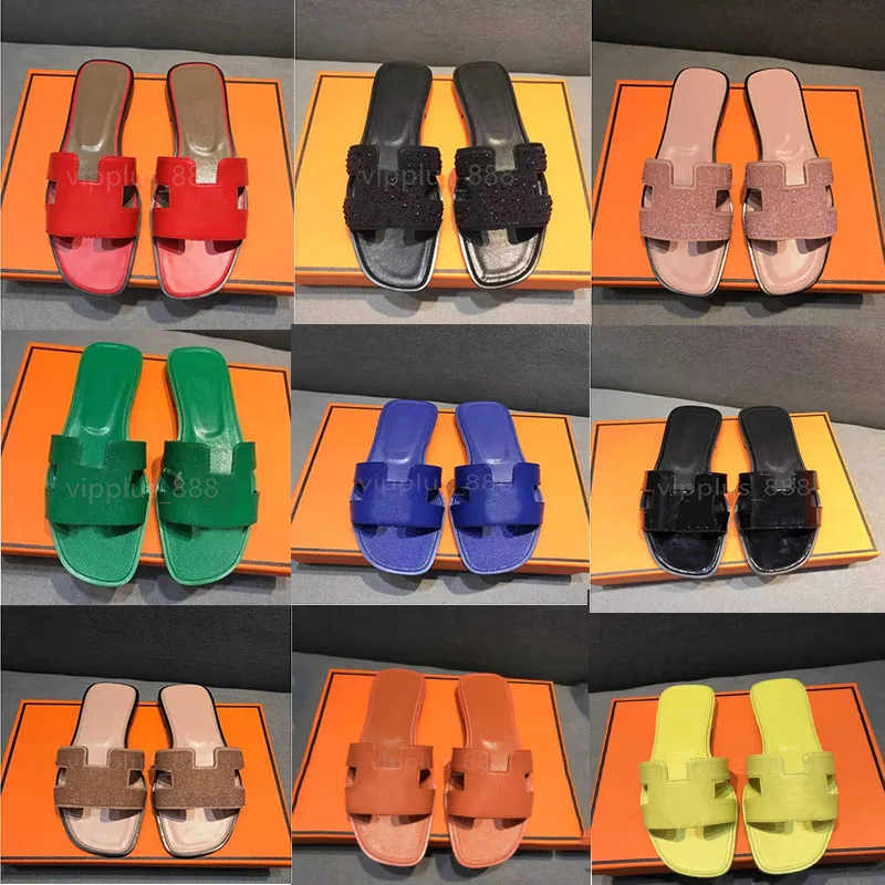 2024 Designer Summer Women Sandals Luxe Oran Sandalen Slipper Glijbaan Flat Geel Wit Red Black Flip Flops Crocodile Slipper Women Beach Shoes