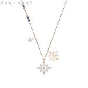 2024 Designer Swarovskis Jewelry Shi Jia 1.1 Modèle d'origine Collier octogonal Élément féminin Crystal Star Snow Flake Collar