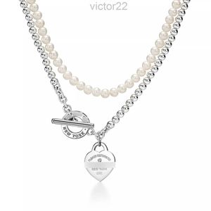 2024 Designer T Famille / Ti Famille Love Pearl Heart Collier avec diamant incrusté de chaîne épaisse ot à la mode et avancée