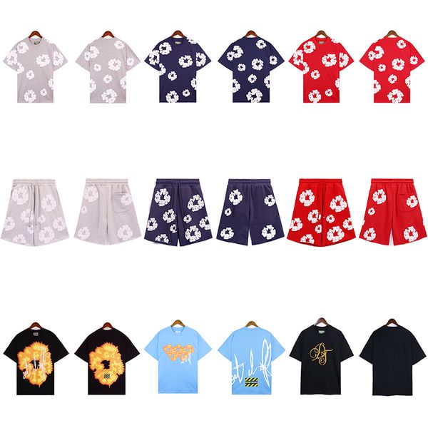 2024 Designer T-shirts Denims Cotons Tees Hommes Tear Top Floral Casual Shorts Chemise à manches Luxurys Vêtements High Street Shorts Survêtement